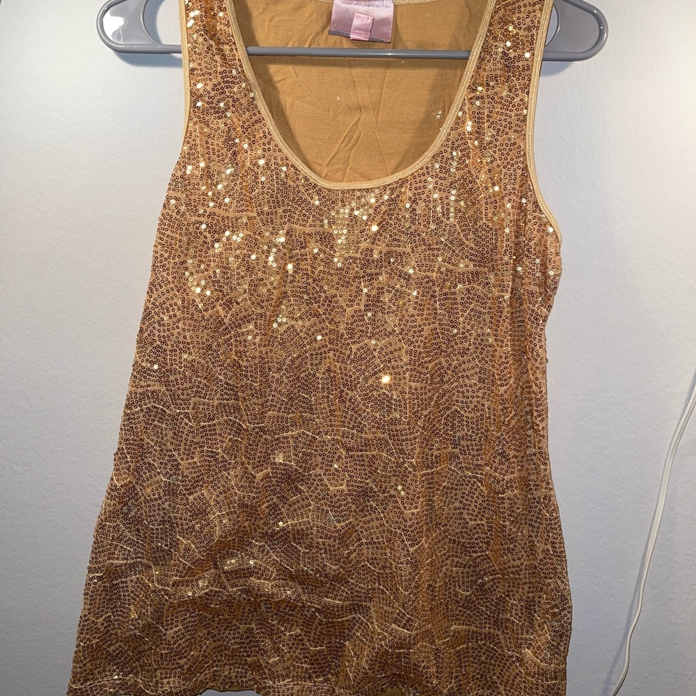 Romeo and Juliet Couture gold sequin tank
